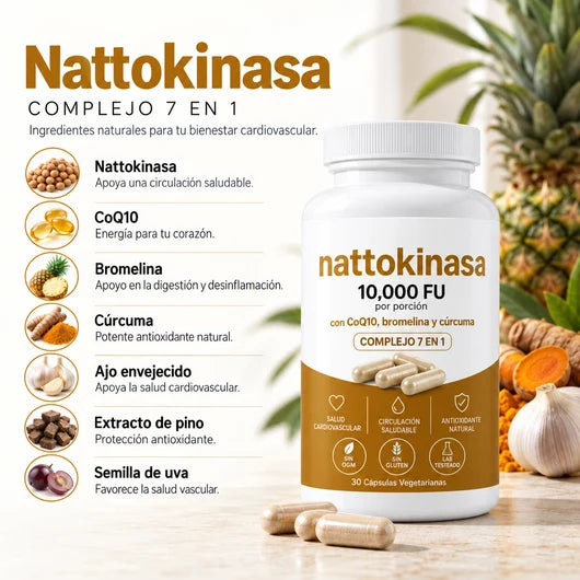 Nattokinasa 10.000 FU de potencia clínica
